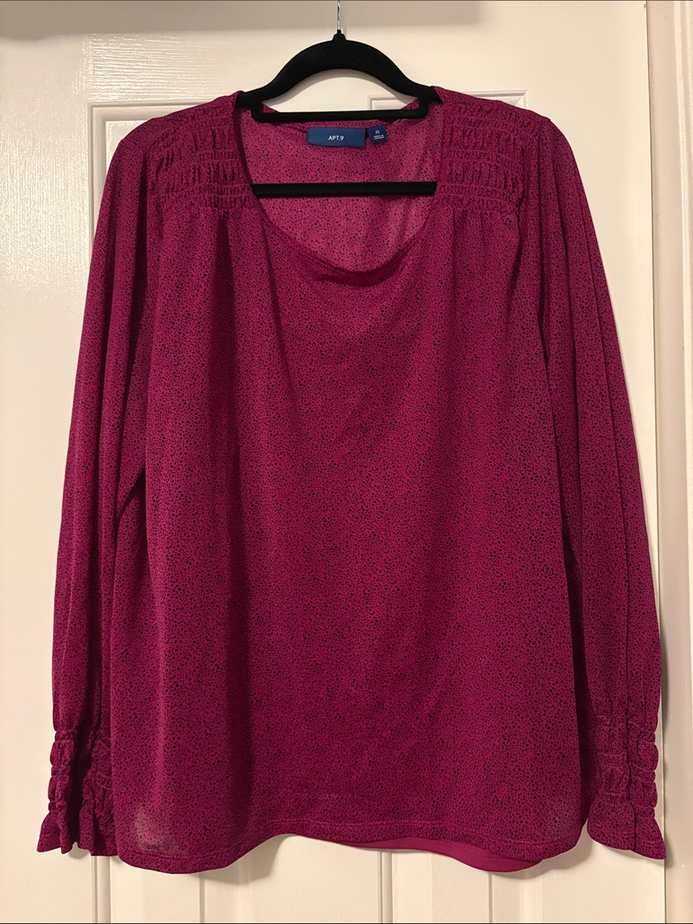 Apt. 9 Women's Raspberry Magenta Long-Sleeve Blouse